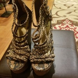 Yellow Box size 6 1/2 -7 wedge heels